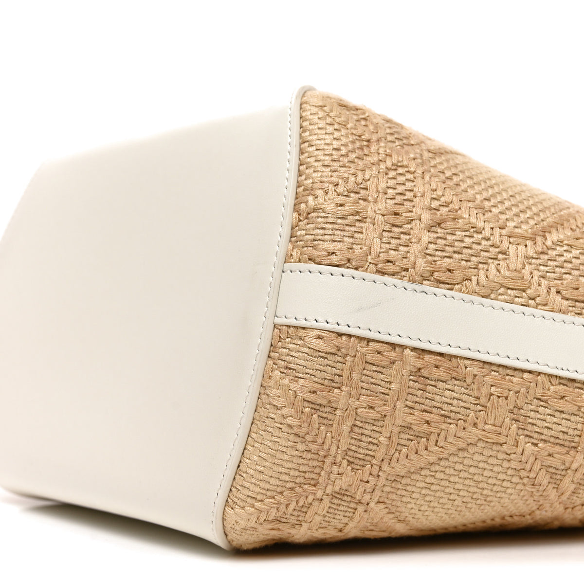 Christian Dior Raffia Calfskin Cannage Blooming Small Tote Beige White 10 of 10