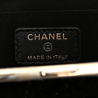 Chanel Tweed Quilted Kiss Lock Clutch Black 7 of 8