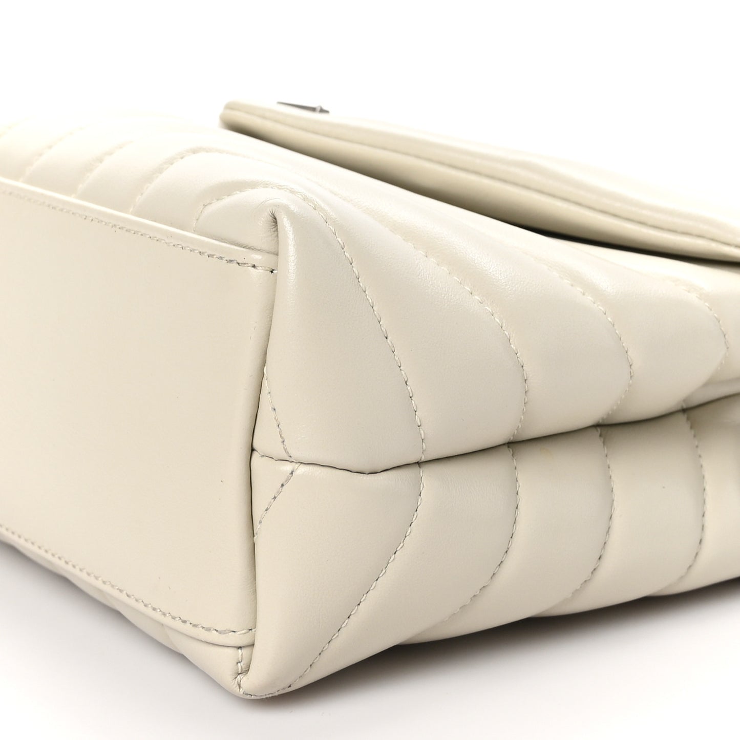 Calfskin Y Quilted Monogram Small Loulou Chain Satchel Crema Soft