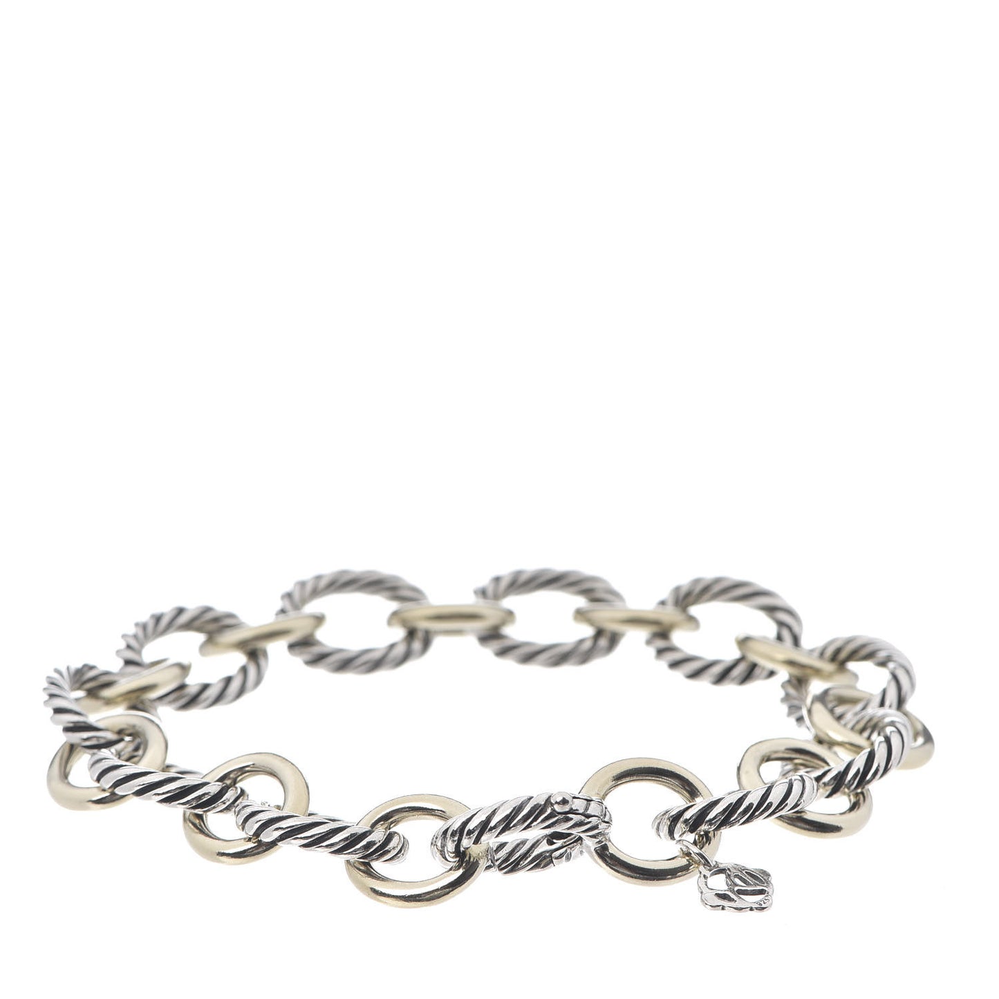 Sterling Silver 18K Yellow Gold 12mm Large Oval Link Bracelet