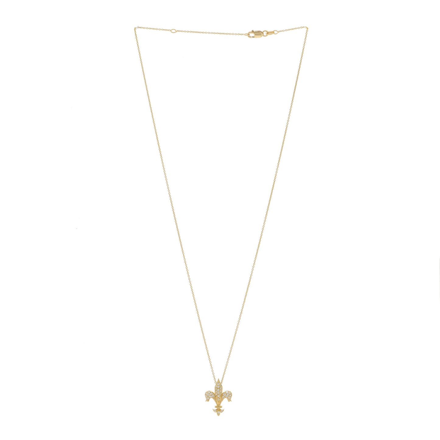 18K Yellow Gold Diamond Tiny Treasures Fleur de Lis Pendant Necklace