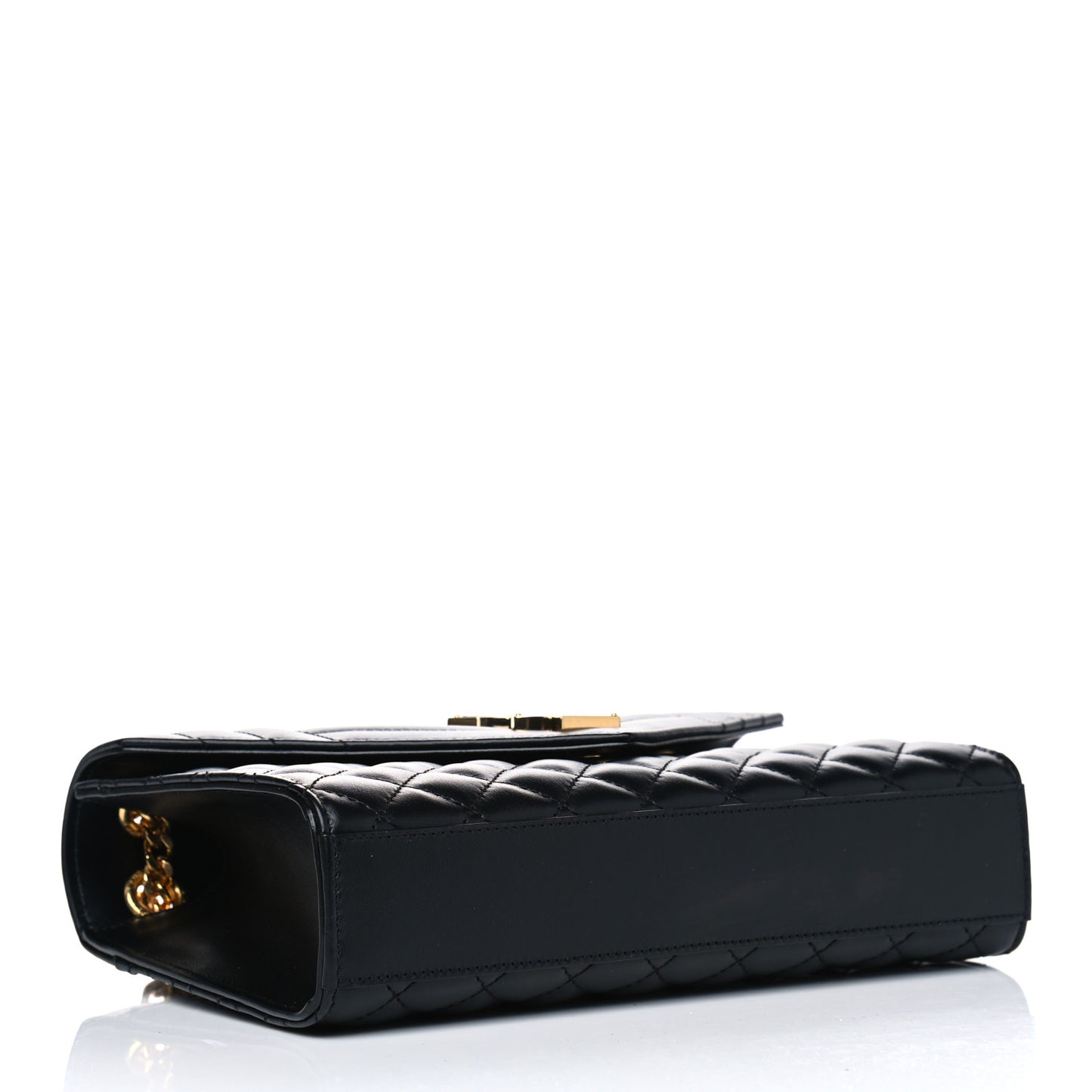 Grain De Poudre Textured Mixed Matelasse Triquilt Medium Monogram Satchel Black