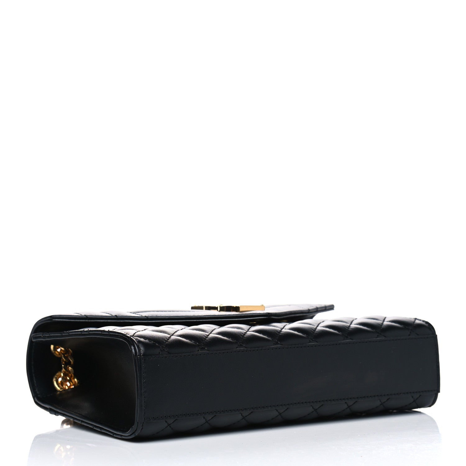Saint Laurent Grain De Poudre Textured Mixed Matelasse Triquilt Medium Monogram Satchel Black 3 of 4