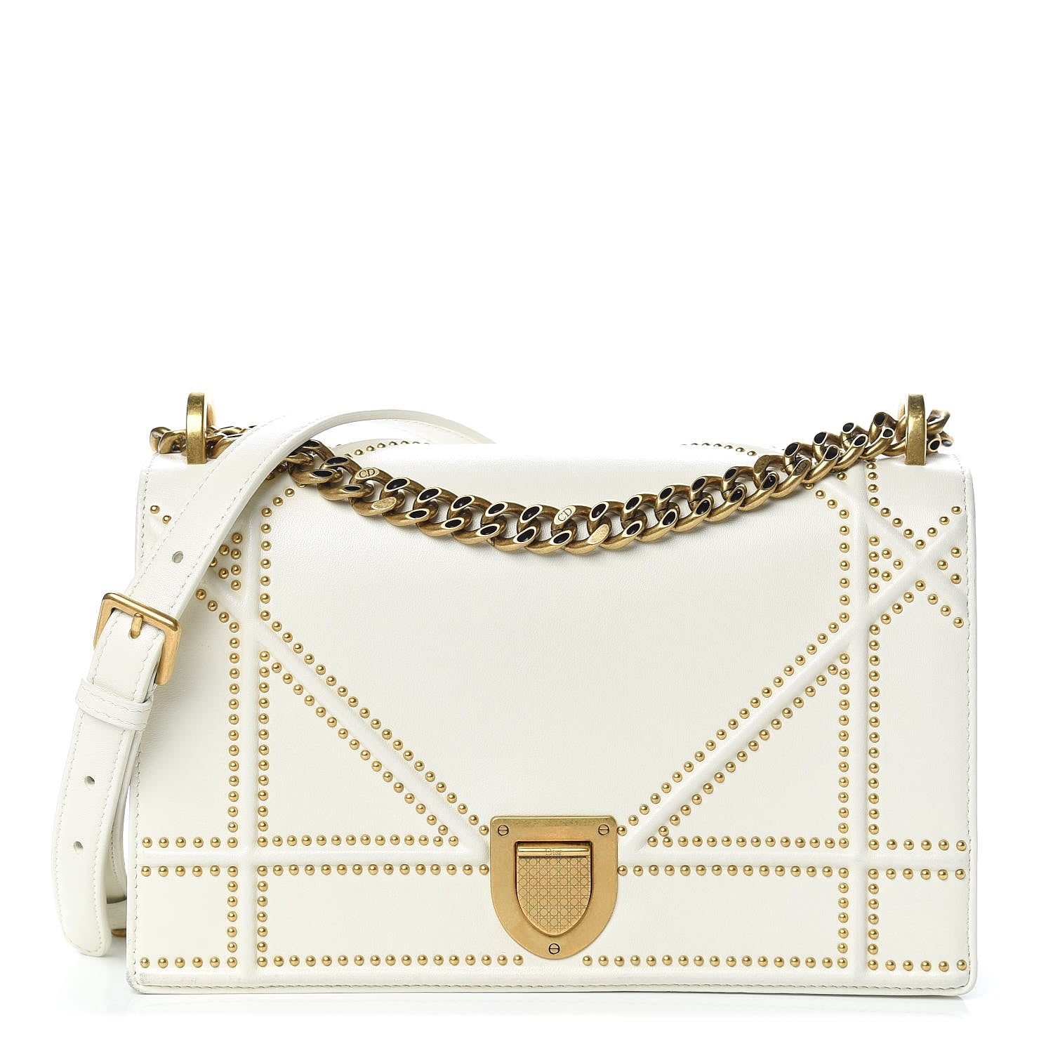 Christian Dior Lambskin Studded Medium Diorama Flap Bag Latte 1 of 11