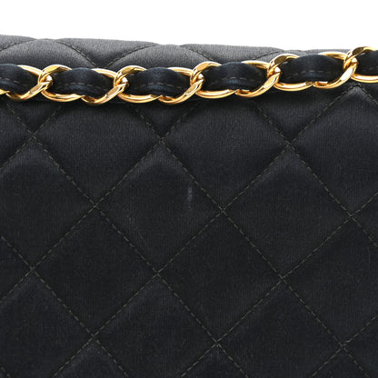 Chanel Satin Quilted Medium Double Flap Black 18 of 18