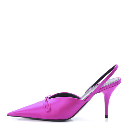 Balenciaga Satin Pointed Toe Knife Slingback Mules 38.5 Rose Fuchsia 1 of 8