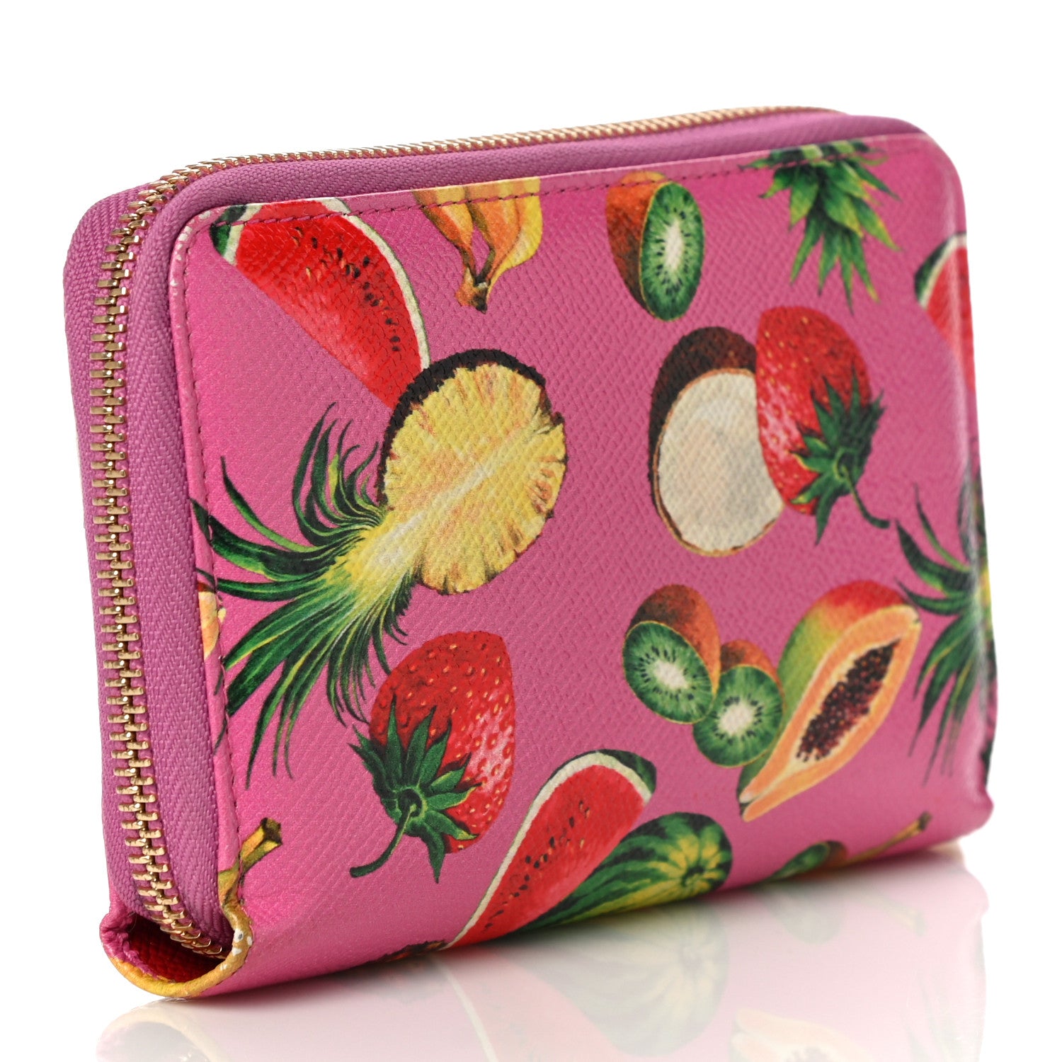 Dolce & Gabbana Fruit Print Small Zip Around Wallet Pink 3 of 11
