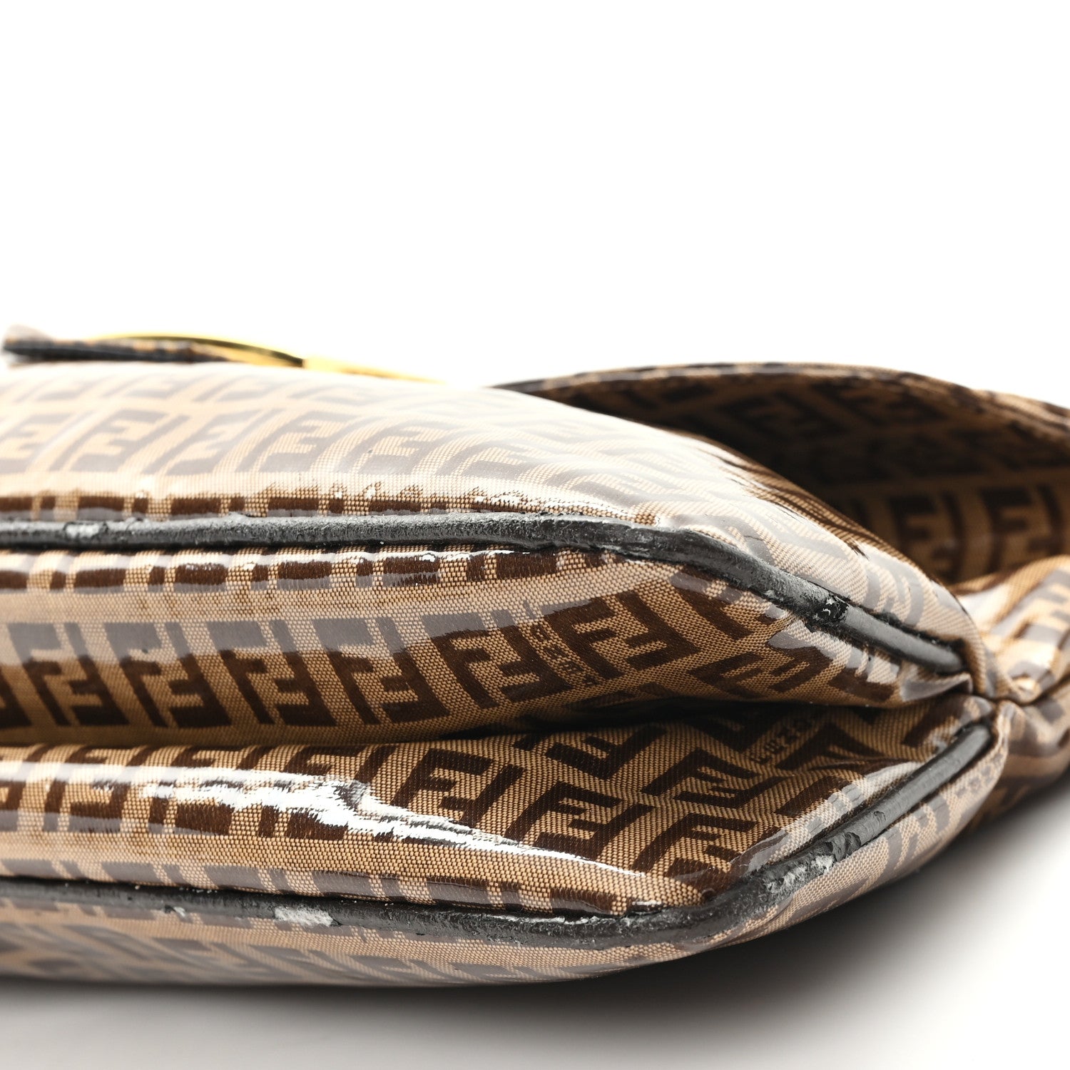 Fendi Vinyl Zucchino Baguette Double Flap Tobacco 9 of 11