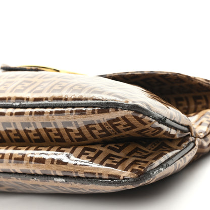 Fendi Vinyl Zucchino Baguette Double Flap Tobacco 9 of 11