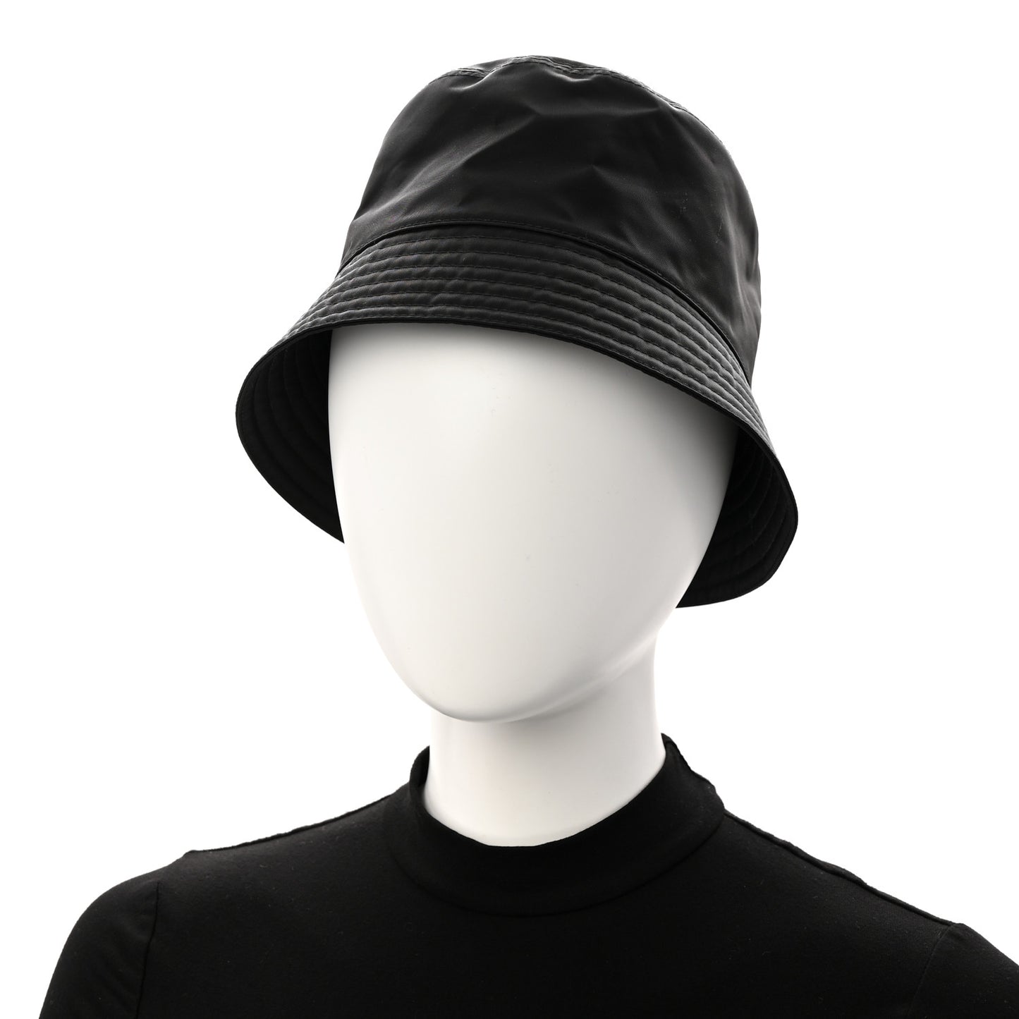 Re-Nylon Metal Triangle Logo Womens Bucket Hat M Black