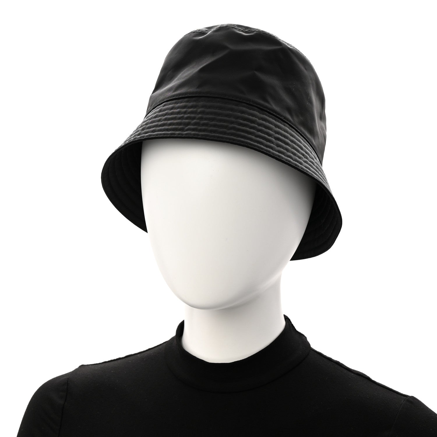 Prada Re-Nylon Metal Triangle Logo Womens Bucket Hat M Black 2 of 8