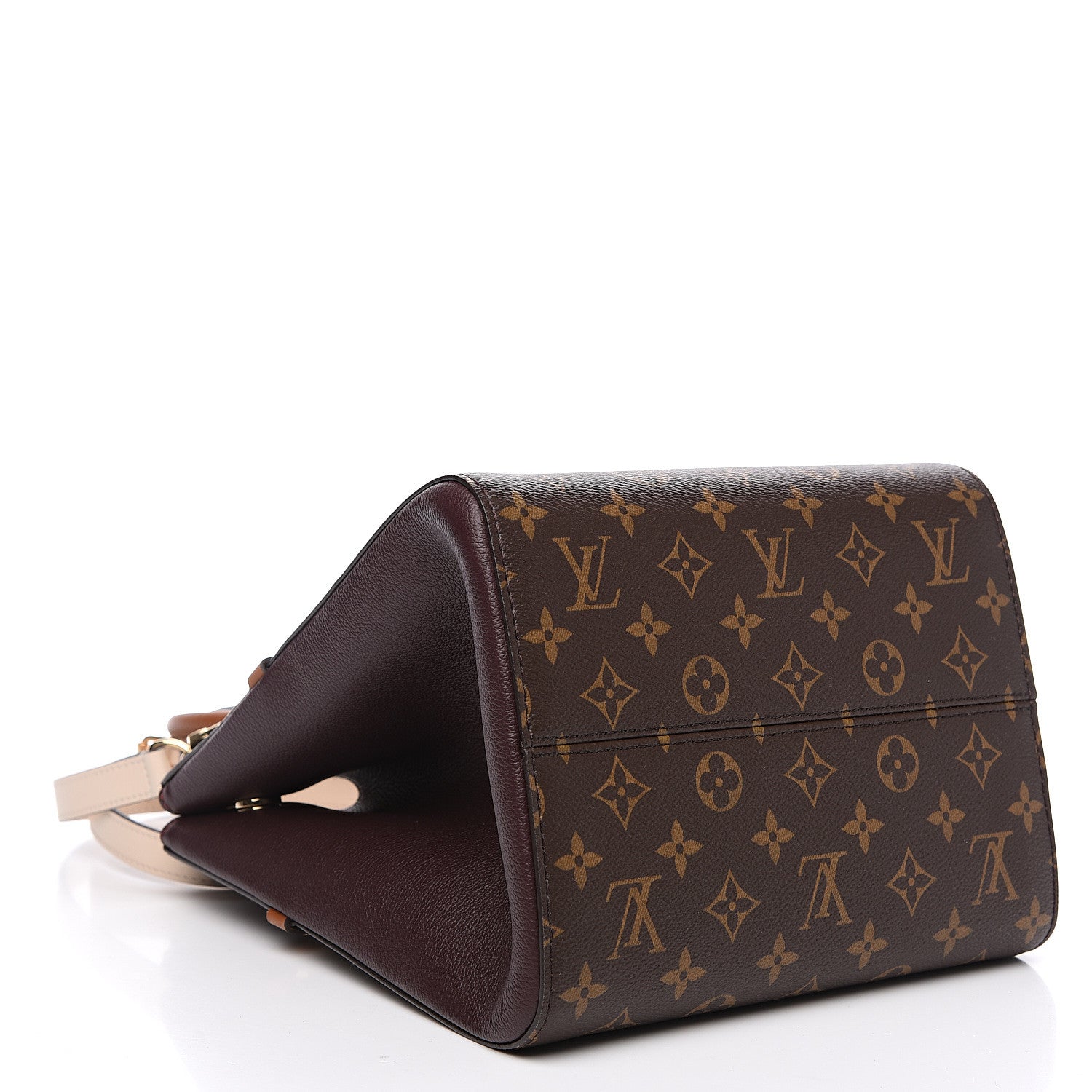 Louis Vuitton Calfskin Monogram Fold Tote MM Black Wine Cream 3 of 9