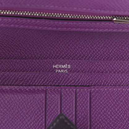 Hermes Epsom Bearn Verso Compact Wallet Raisin Anemone 6 of 7