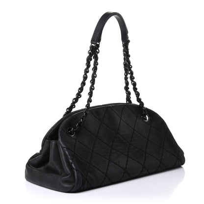 Chanel Aged Calfskin Medium Just Mademoiselle Bowling Bag Black 3 of 10
