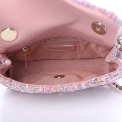 Chanel Tweed Mini Pearl Handle Flap Pink Beige Orange Ecru 4 of 10