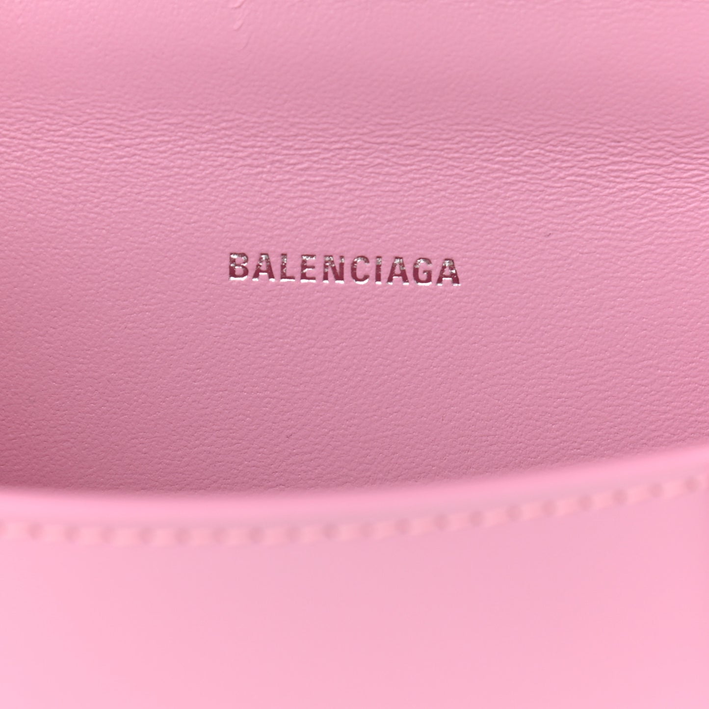 Shiny Box Calfskin Tonal B Hourglass Top Handle Bag XS Candy Pink