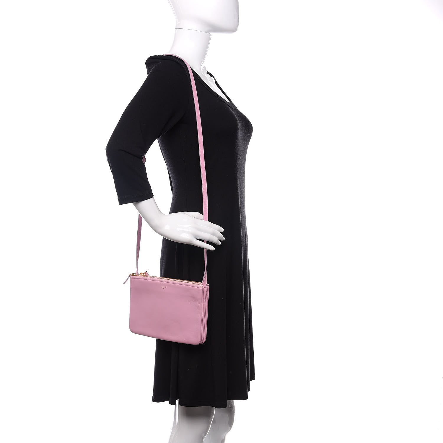 Celine Lambskin Small Trio Crossbody Bag Pink 2 of 13