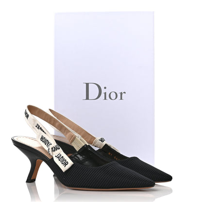 Christian Dior Technical Canvas Ribbon J Adior Slingback 65mm Pumps 37 Black 11 of 11