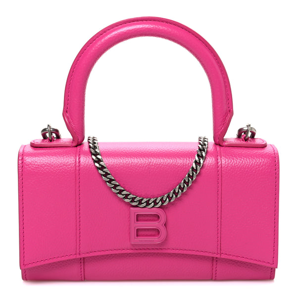 Balenciaga Grained Calfskin Tonal B Hourglass Top Handle Crossbody