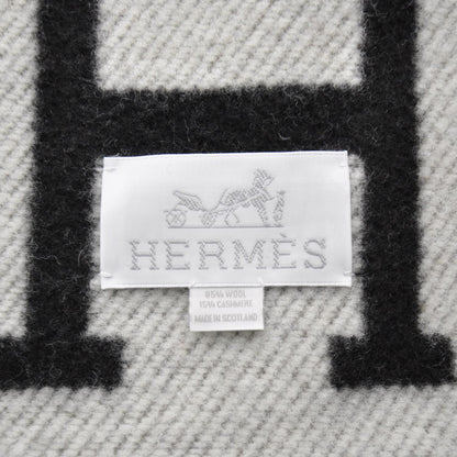 Hermes Wool Cashmere Signature Avalon Blanket Black 5 of 6
