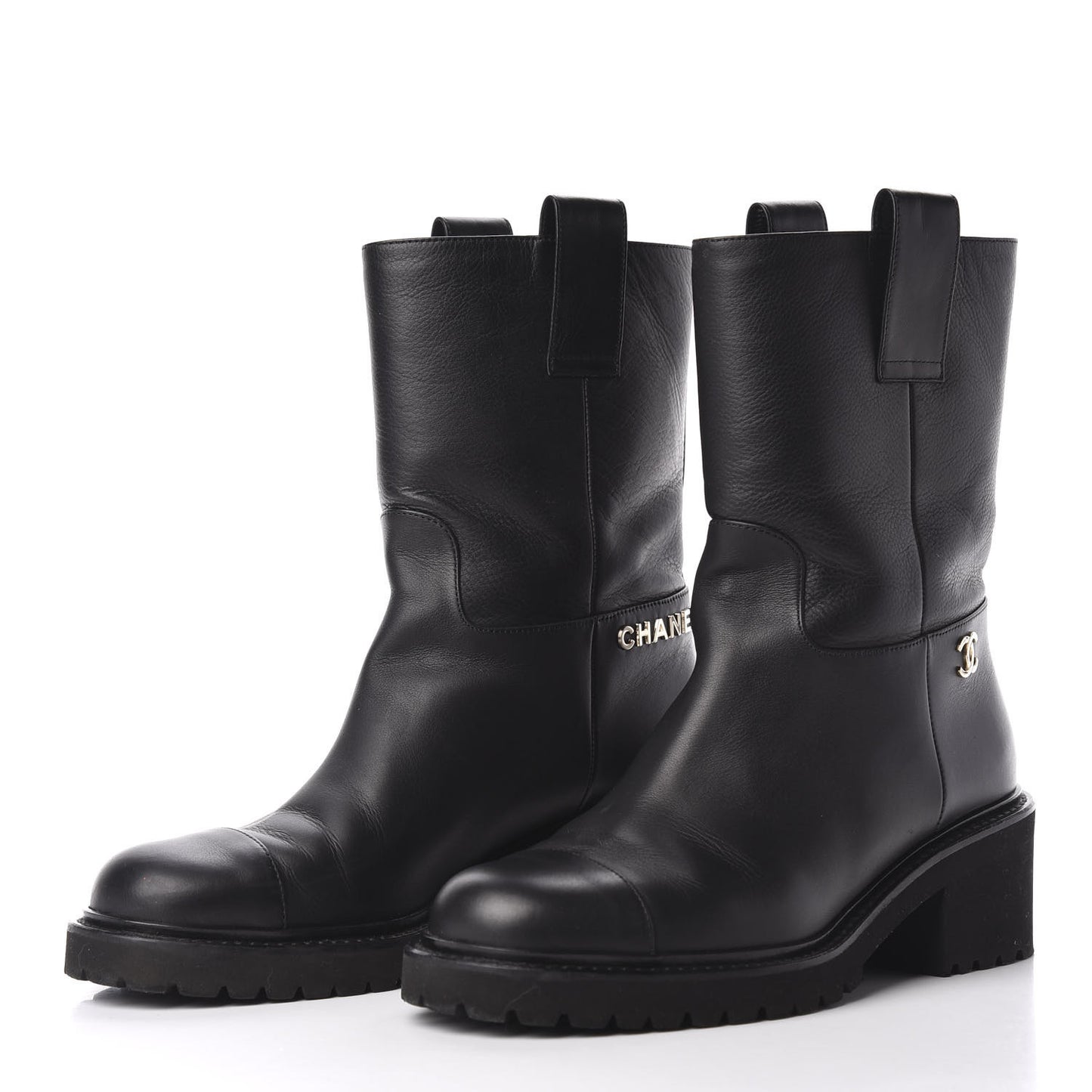 Calfskin CC Ankle Boots 37.5 Black