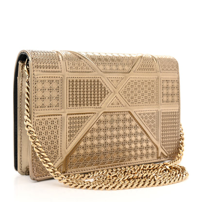 Christian Dior Metallic Patent Micro-Cannage Diorama Wallet on Chain Pouch 3 of 11