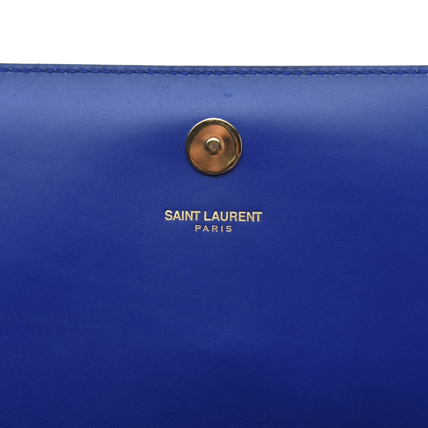Saint Laurent Calfskin Classic Monogram Cassandre Clutch Royal Blue 9 of 10