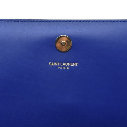 Saint Laurent Calfskin Classic Monogram Cassandre Clutch Royal Blue 9 of 10