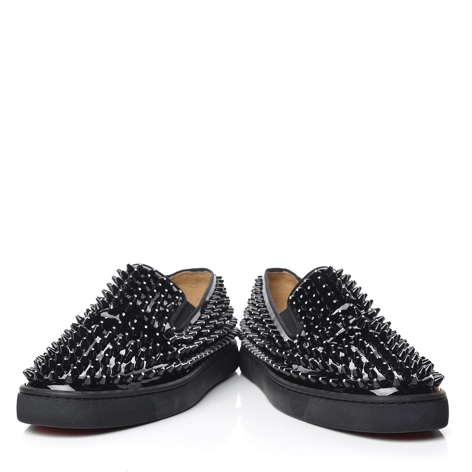 Christian Louboutin Patent Spikes Mens Galactokai Flat 42 Black Lucido 6 of 10