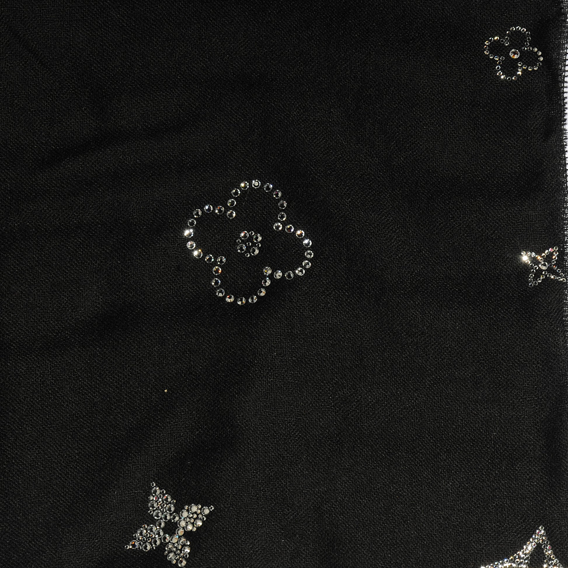 Louis Vuitton Cashmere Swarovski Crystal Monte Carlo Stole Black 4 of 4