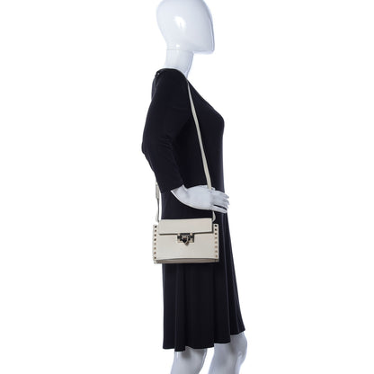 Valentino Garavani Pebbled Calfskin Small Rockstud Overlay Flap Shoulder Bag Light Ivory 2 of 8