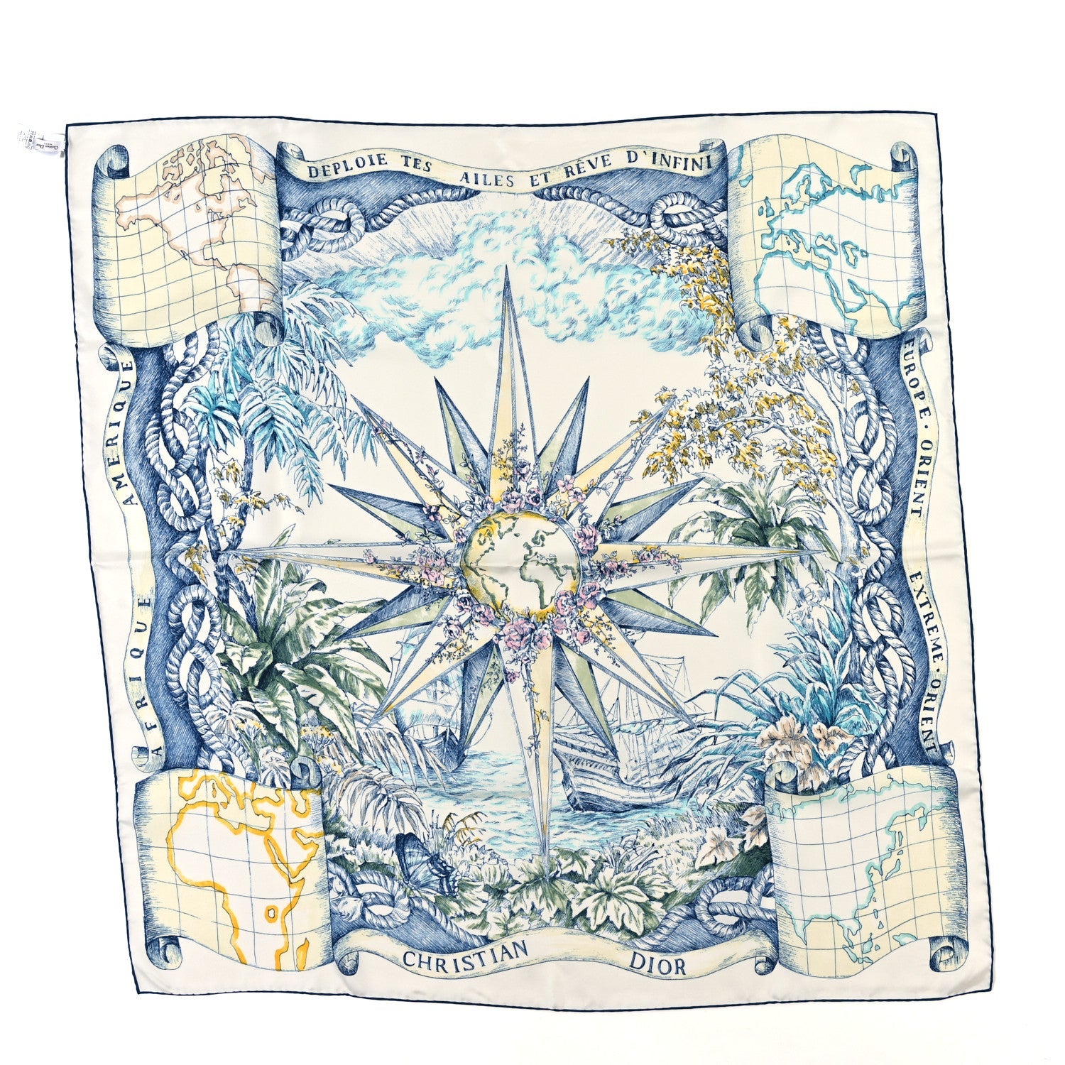 Christian Dior Silk Rêve d'Infini Square Scarf Blue 1 of 3