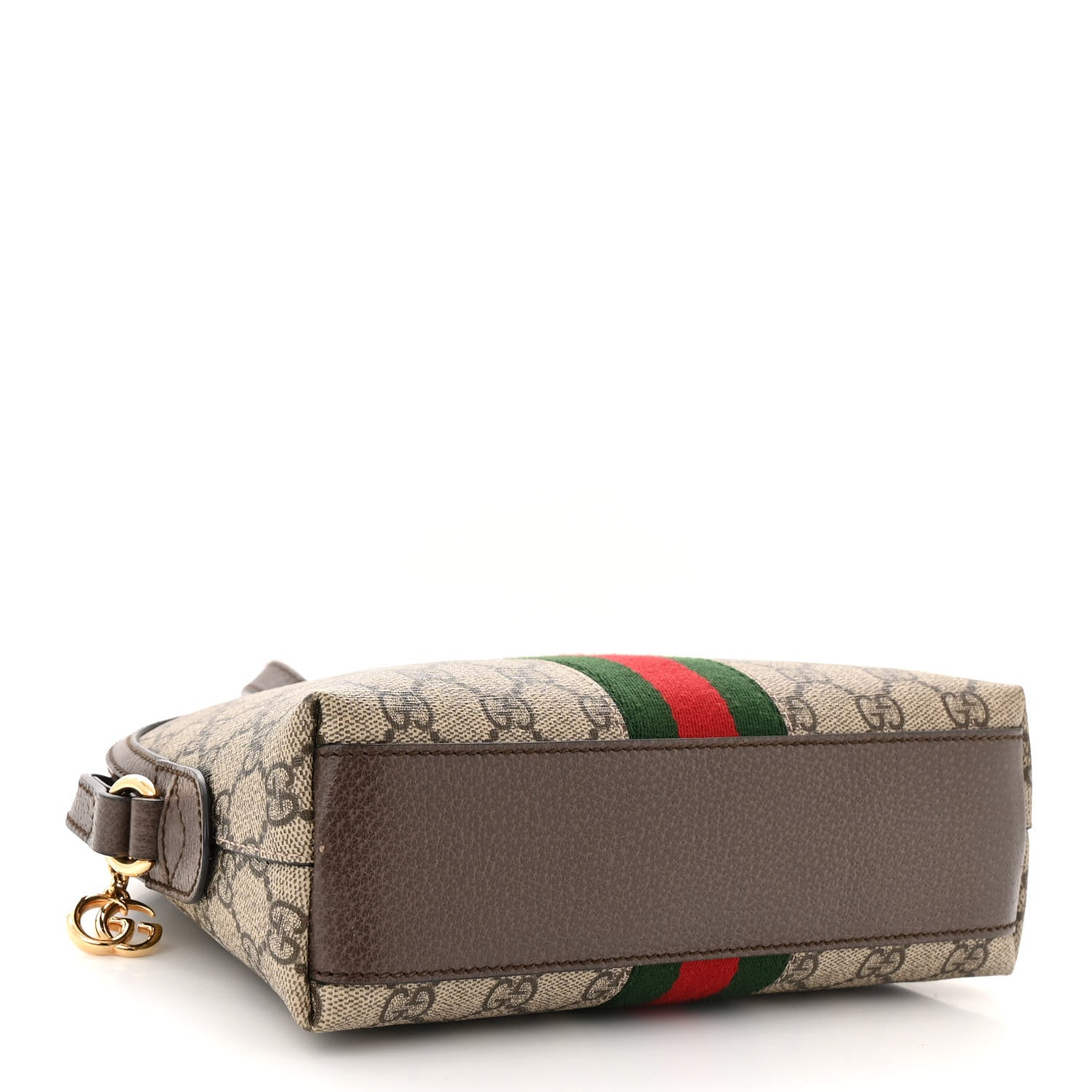 Gucci GG Supreme Monogram Textured Dollar Calfskin Web Small Ophidia Dome Shoulder Bag Beige Ebony New Acero 4 of 12