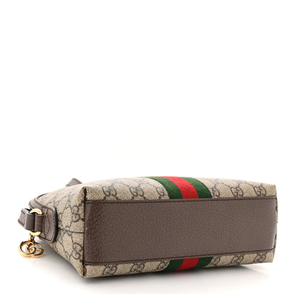 Gucci GG Supreme Monogram Textured Dollar Calfskin Web Small Ophidia Dome Shoulder Bag Beige Ebony New Acero 4 of 12