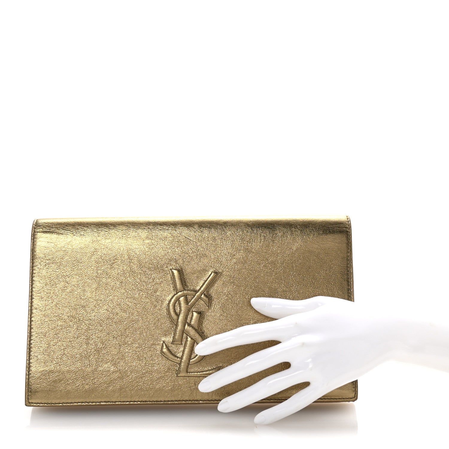 Saint Laurent Metallic Calfskin Monogram Large Belle De Jour Clutch Gold 2 of 7