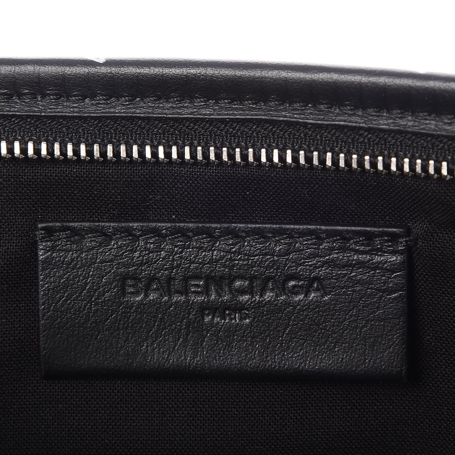 Balenciaga Calfskin Allover Logo Mini Bazar Pouch Black White 6 of 7