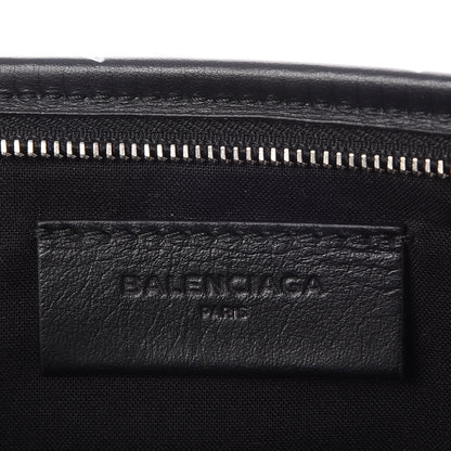Balenciaga Calfskin Allover Logo Mini Bazar Pouch Black White 6 of 7