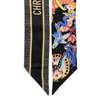 Christian Dior Silk Mitzah Scarf Black Multicolor 2 of 3