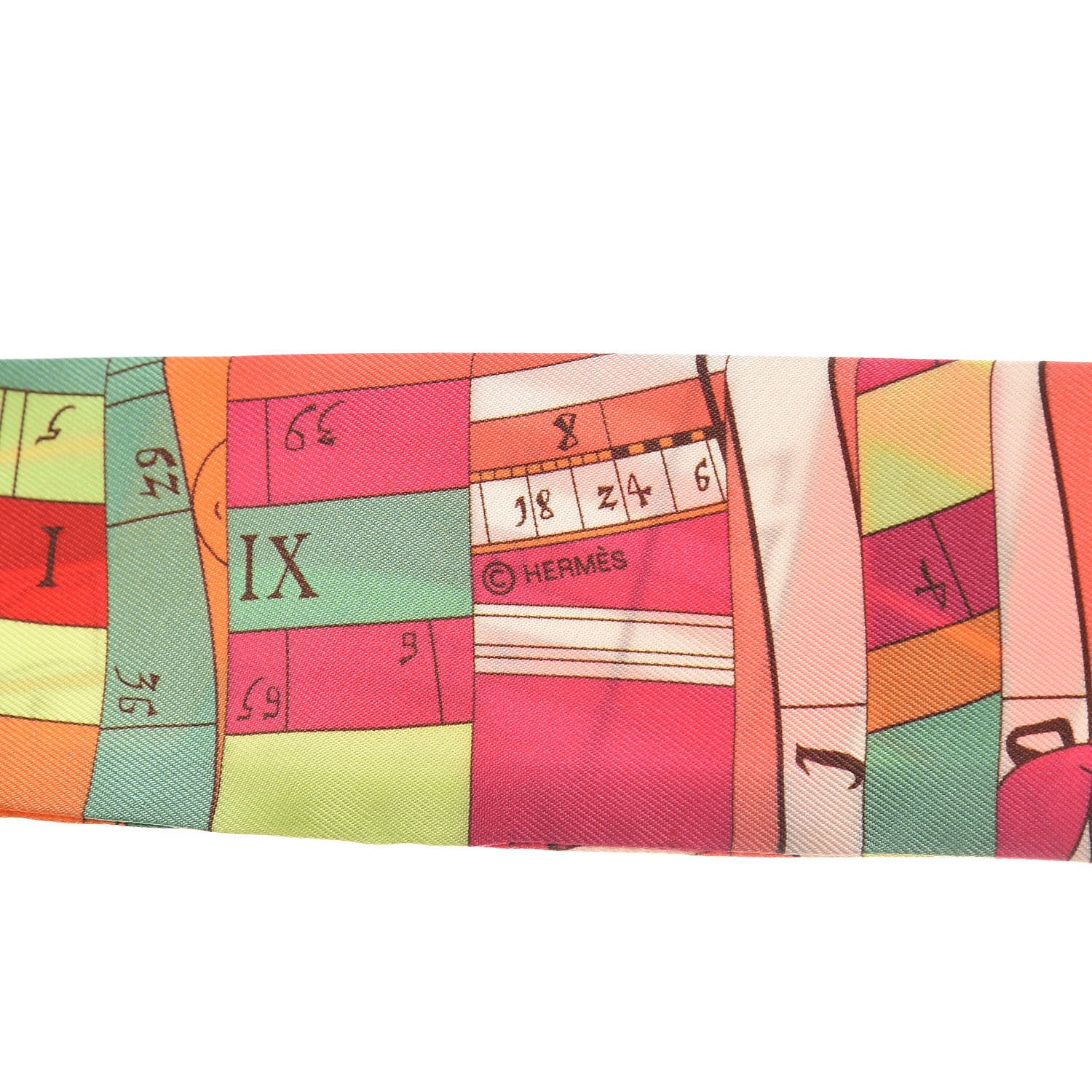 Hermes Silk Astrologie Twilly Rose Corail Vert Fluo 4 of 6