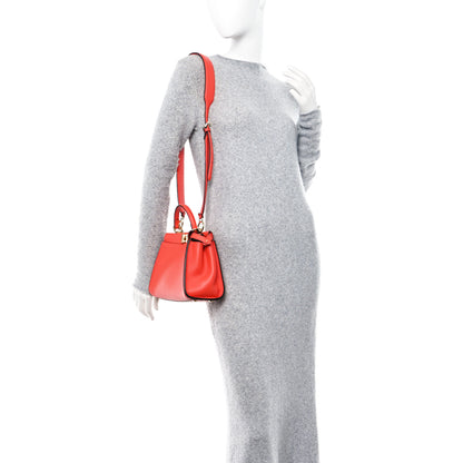 Fendi Vitello Seta Suede FF Mini Peekaboo Iconic Satchel Tulipano Miele Moro 2 of 11