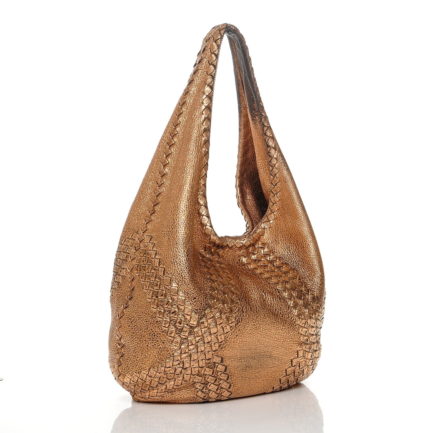 Metallic Cervo Deerskin Large Hobo Rame Ossidato