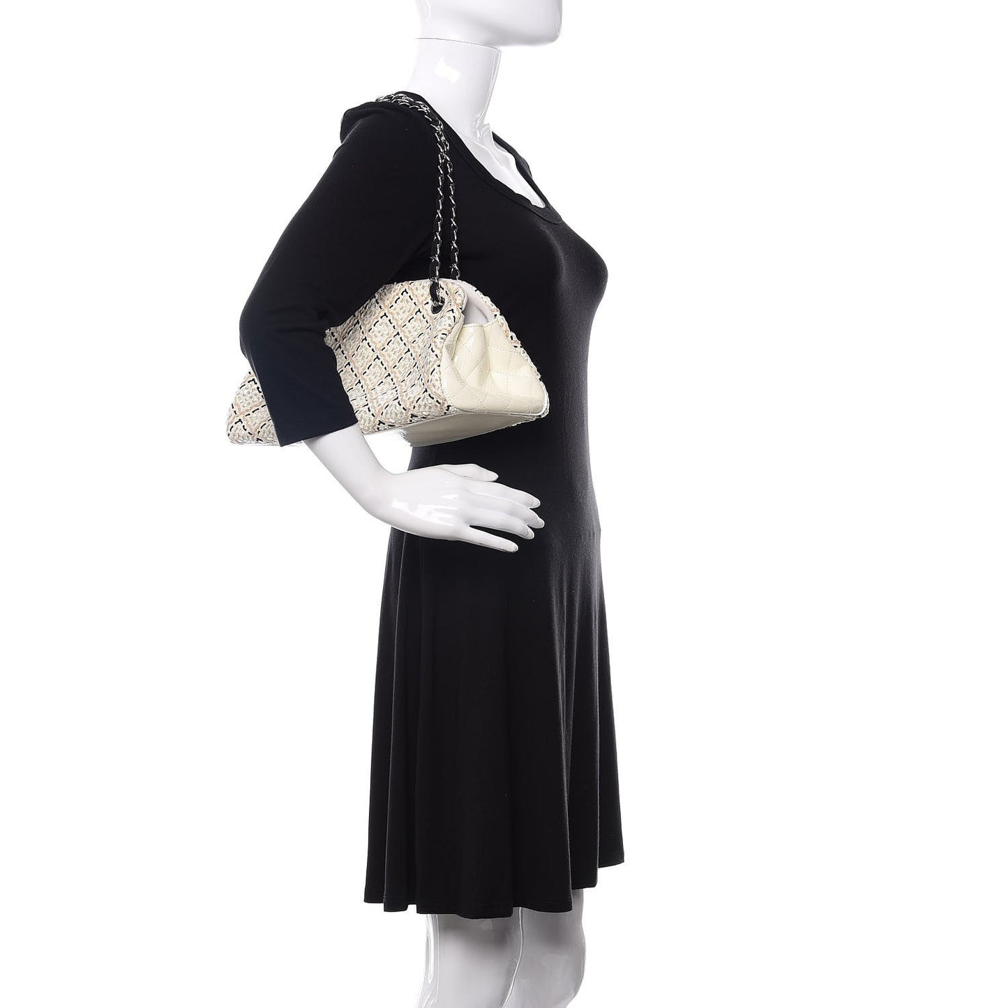 Patent Hand Embroidered Medium Just Mademoiselle White