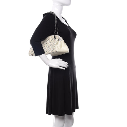 Chanel Patent Hand Embroidered Medium Just Mademoiselle White 2 of 12