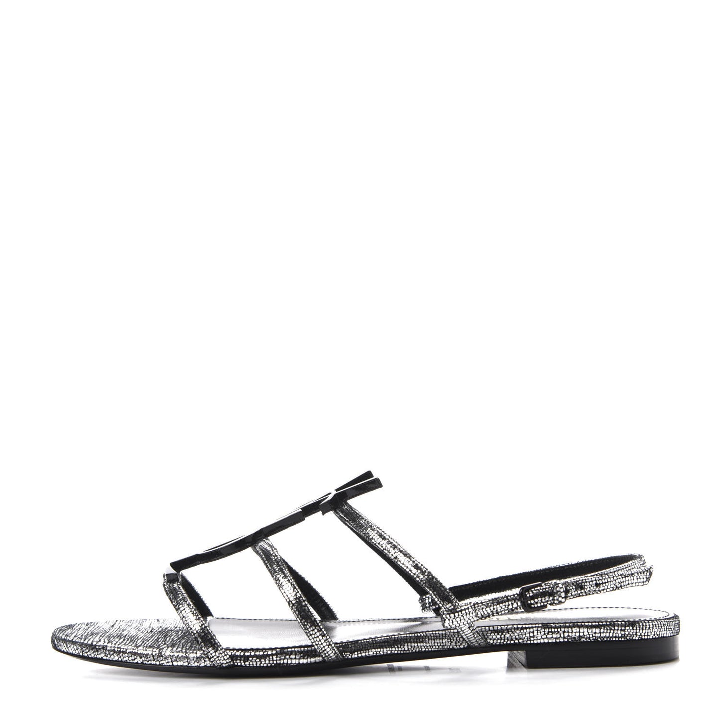 Calfskin Cassandra Monogram Sandals 38.5 Argento