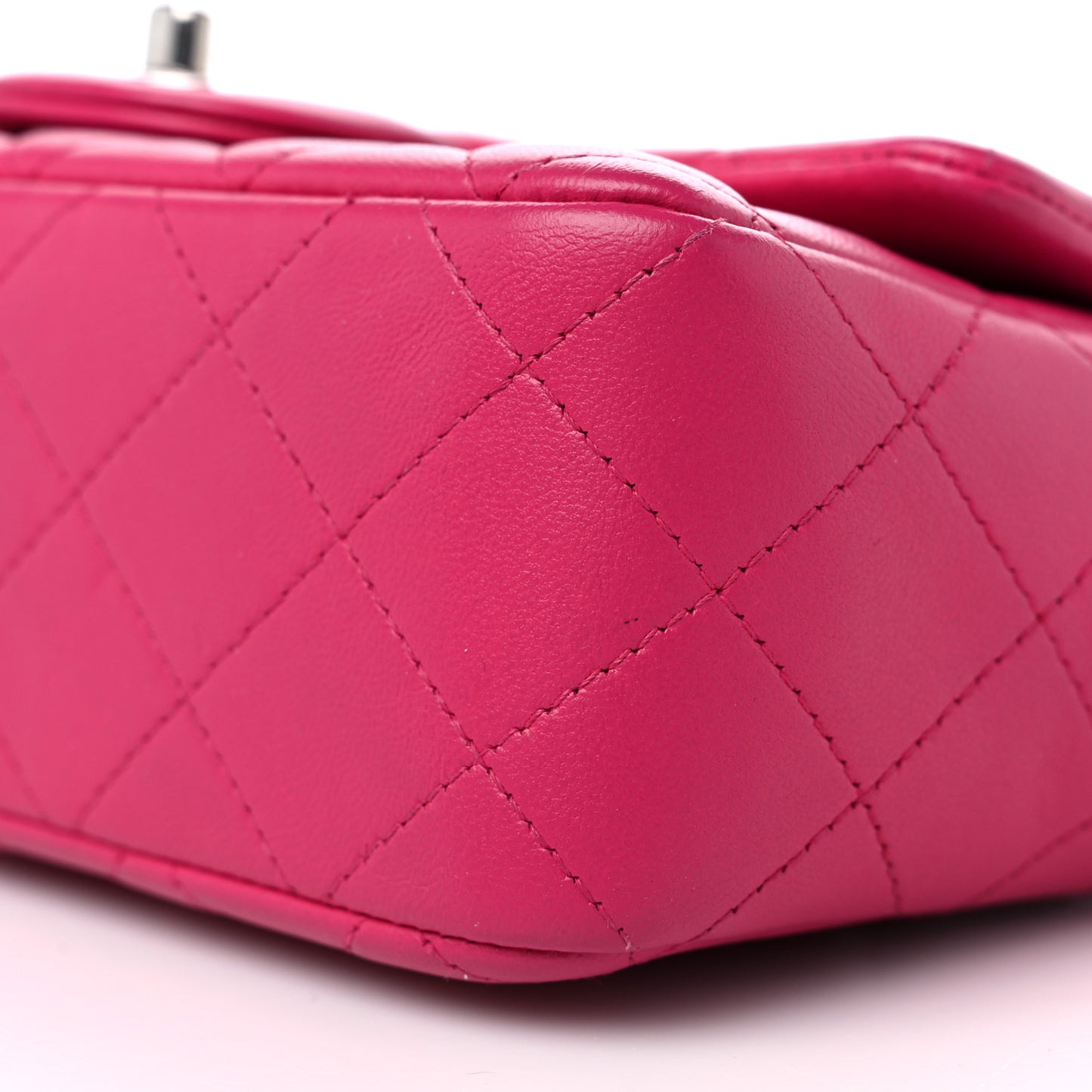 Lambskin Quilted Mini Rectangular Flap Fuchsia