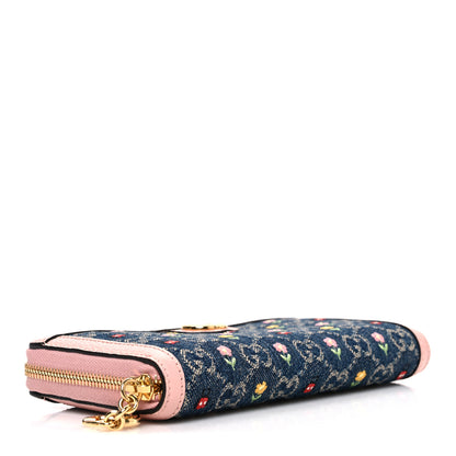 Gucci New Denim GG Monogram Calfskin Love Parade Zip Around Wallet Light Pink 4 of 7