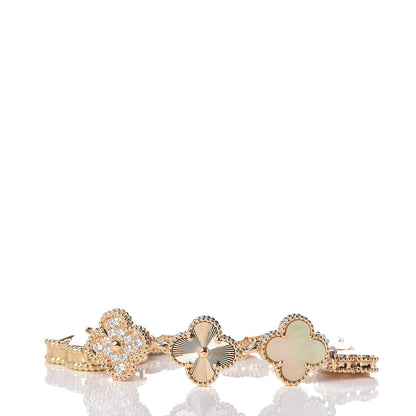 Van Cleef & Arpels 18K Yellow Gold Diamond Mother of Pearl 23mm Alhambra Guilloche Quartz Watch 6 of 8