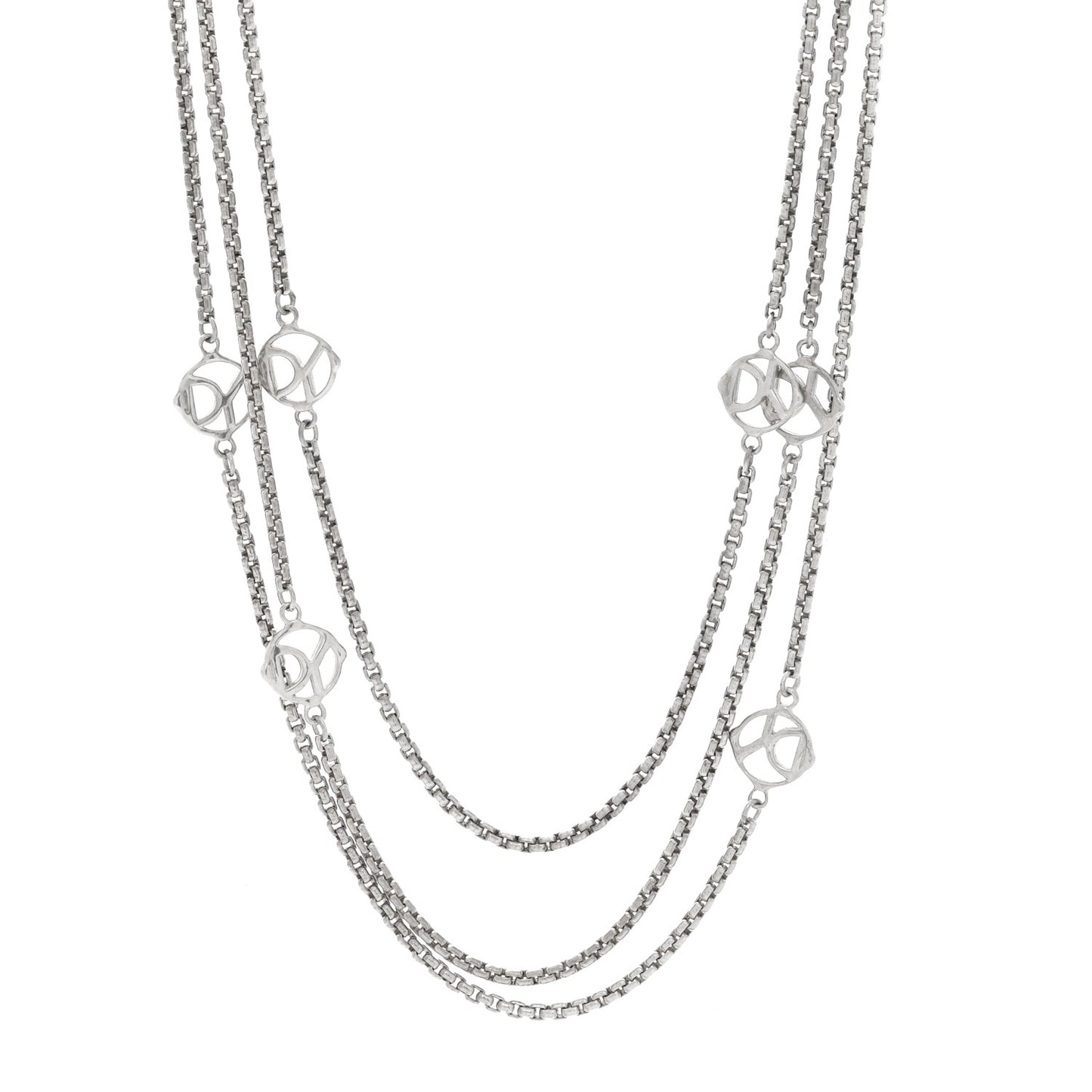 Sterling Silver Logo Station Necklace 74"
