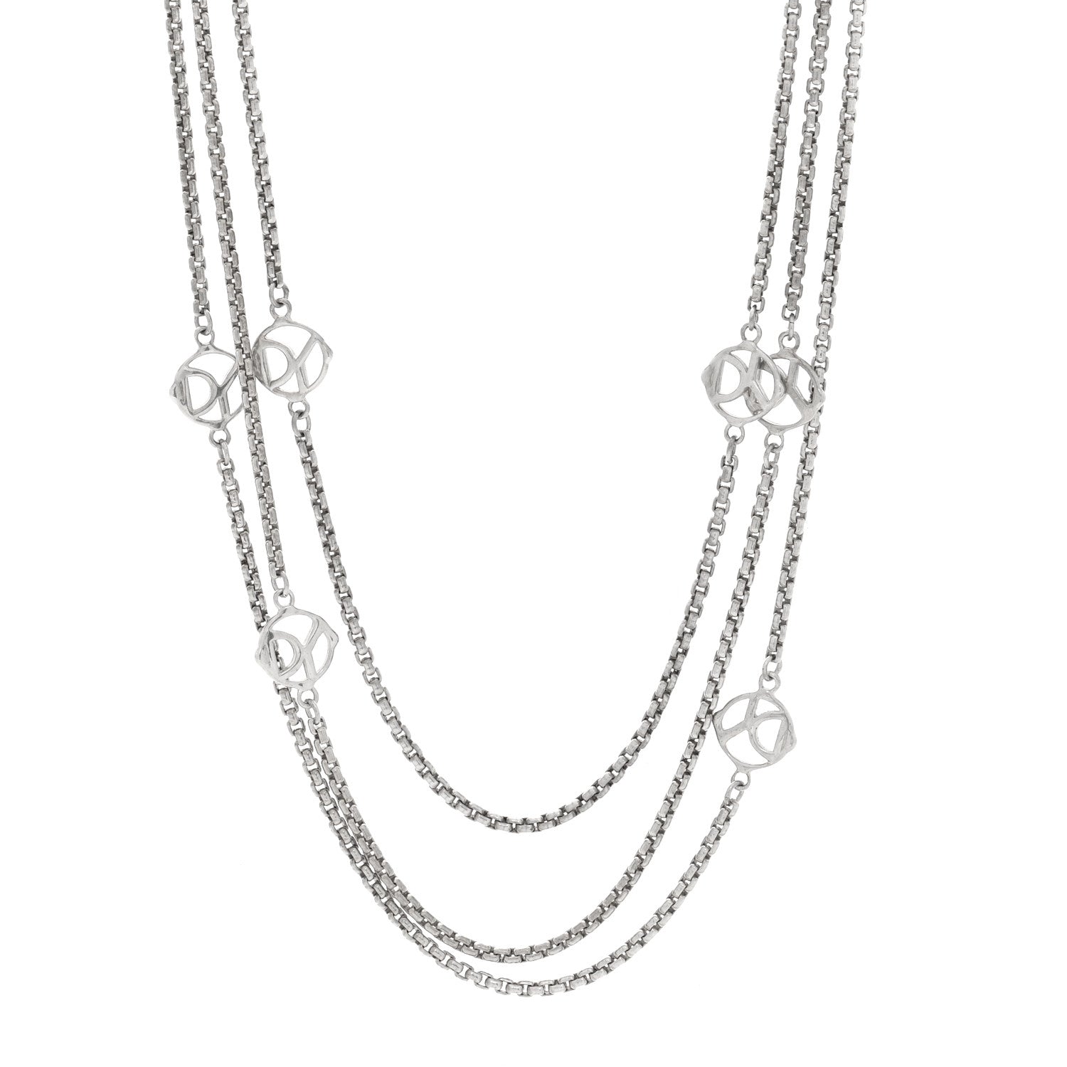David Yurman Sterling Silver Logo Station Necklace 74" 1 of 4