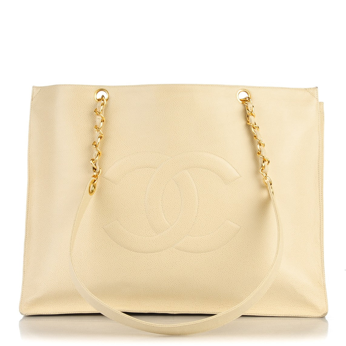 Caviar CC Shopper Tote Beige Clair